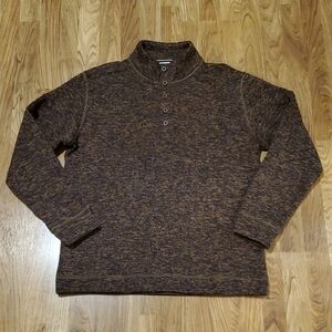 Weatherproof Vintage Traditional Fit 1/4 Button Mock Neck Sweater Mens L Brown